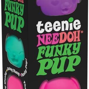 Schylling NeeDoh Teenie Funky Pups - Sensory Squeeze Toy - Contains 3 Mini Groovy Globs - 1.5 Wide - Color May Vary (Pack of 1)