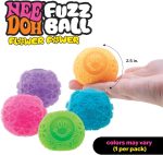 Schylling NeeDoh Fuzz Ball - Sensory Toy with a Velvet Texture and Soft Cloud Squish - Wavy Pattern You Can See and Feel - Ages 3 and Up - Color May Vary; One Per Pack (Flower Power)