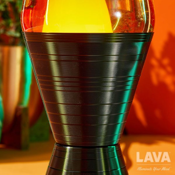 Lava? Lamp - 14.5'' Vinyl Record Grooved Base - The Original Motion Light - Yellow Wax and Orange Liquid - Item #2017